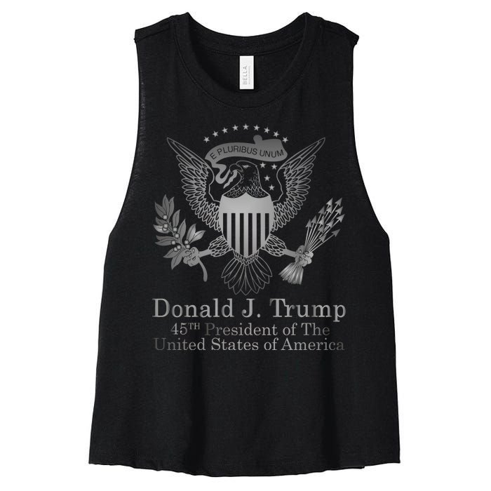 Donald Trump Presidential Seal USA 45th President Logo Women's Racerback Cropped Tank