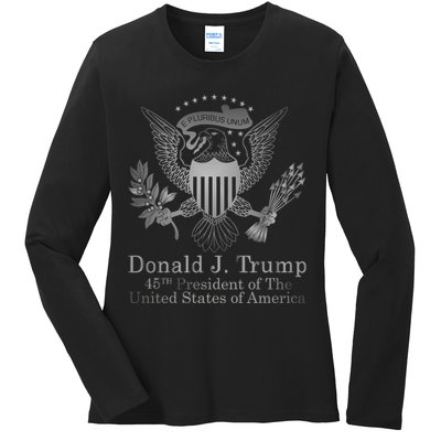 Donald Trump Presidential Seal USA 45th President Logo Ladies Long Sleeve Shirt
