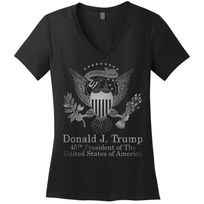 Donald Trump Presidential Seal USA 45th President Logo Women's V-Neck T-Shirt