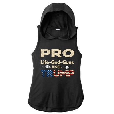 Donald Trump Pro Life God Gun Ladies PosiCharge Tri-Blend Wicking Draft Hoodie Tank