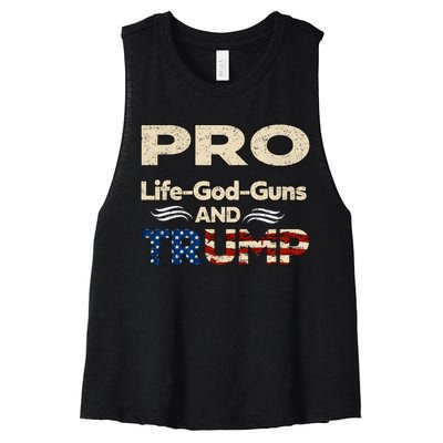 Donald Trump Pro Life God Gun Women's Racerback Cropped Tank