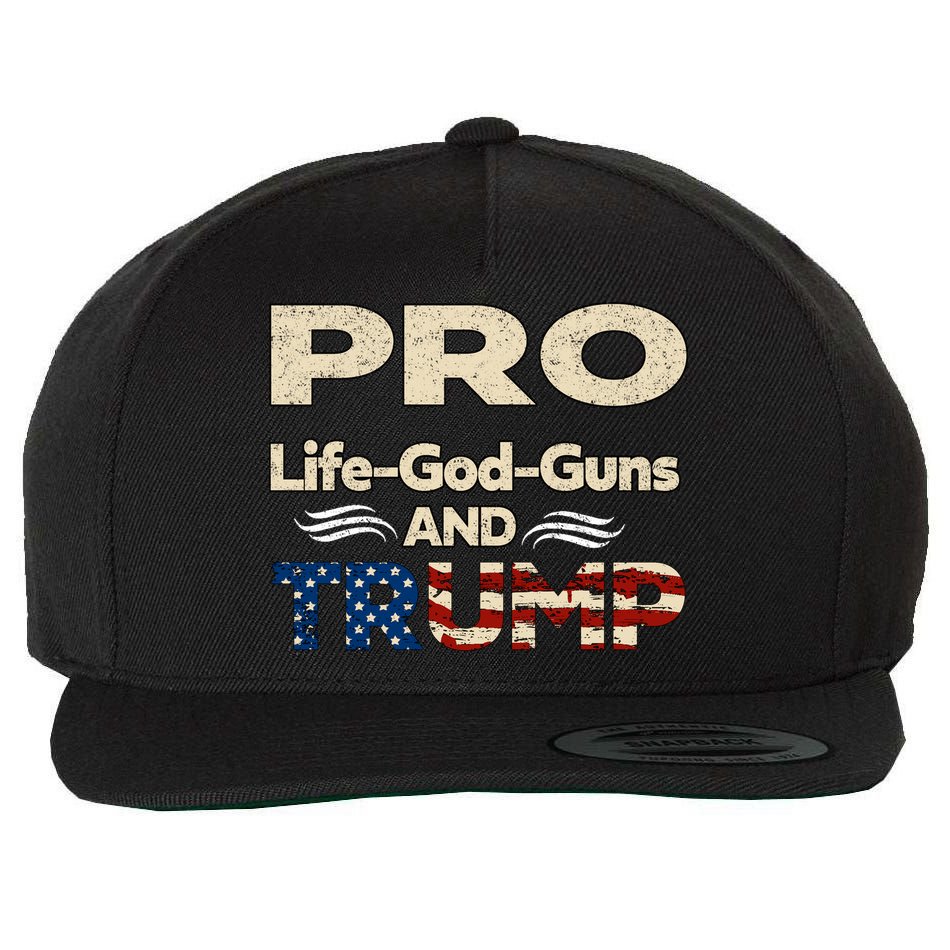 Donald Trump Pro Life God Gun Wool Snapback Cap