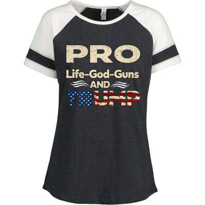 Donald Trump Pro Life God Gun Enza Ladies Jersey Colorblock Tee