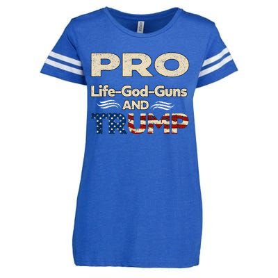 Donald Trump Pro Life God Gun Enza Ladies Jersey Football T-Shirt