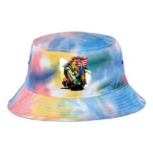 Donald Trump Riding Army Tank Tie Dye Newport Bucket Hat