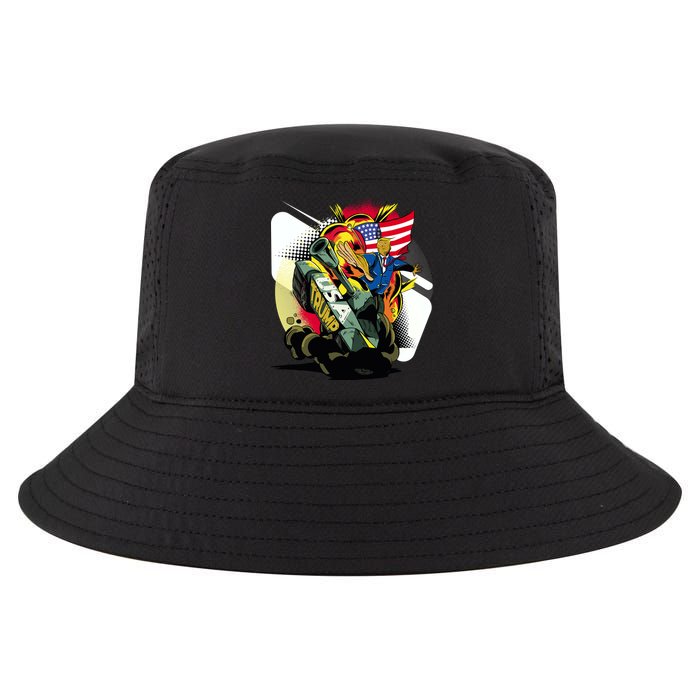 Donald Trump Riding Army Tank Cool Comfort Performance Bucket Hat