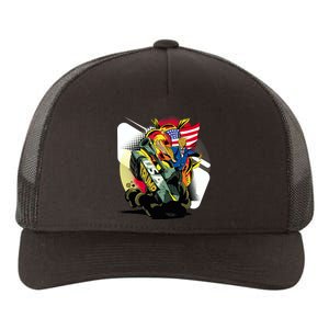 Donald Trump Riding Army Tank Yupoong Adult 5-Panel Trucker Hat