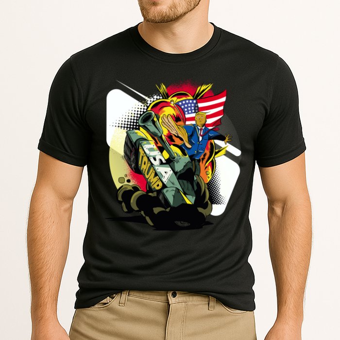 Donald Trump Riding Army Tank Cooling Performance Crew T-Shirt