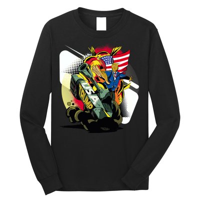 Donald Trump Riding Army Tank Long Sleeve Shirt
