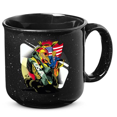 Donald Trump Riding Army Tank 15oz Campfire Ceramic Mug