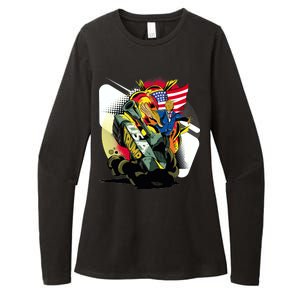 Donald Trump Riding Army Tank Womens CVC Long Sleeve Shirt