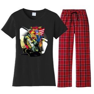 Donald Trump Riding Army Tank Women's Flannel Pajama Set