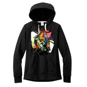 Donald Trump Riding Army Tank Women's Fleece Hoodie