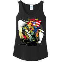 Donald Trump Riding Army Tank Ladies Essential Tank