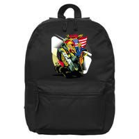 Donald Trump Riding Army Tank 16 in Basic Backpack