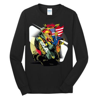 Donald Trump Riding Army Tank Tall Long Sleeve T-Shirt