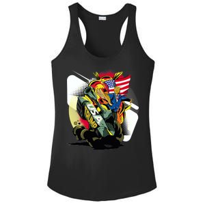 Donald Trump Riding Army Tank Ladies PosiCharge Competitor Racerback Tank