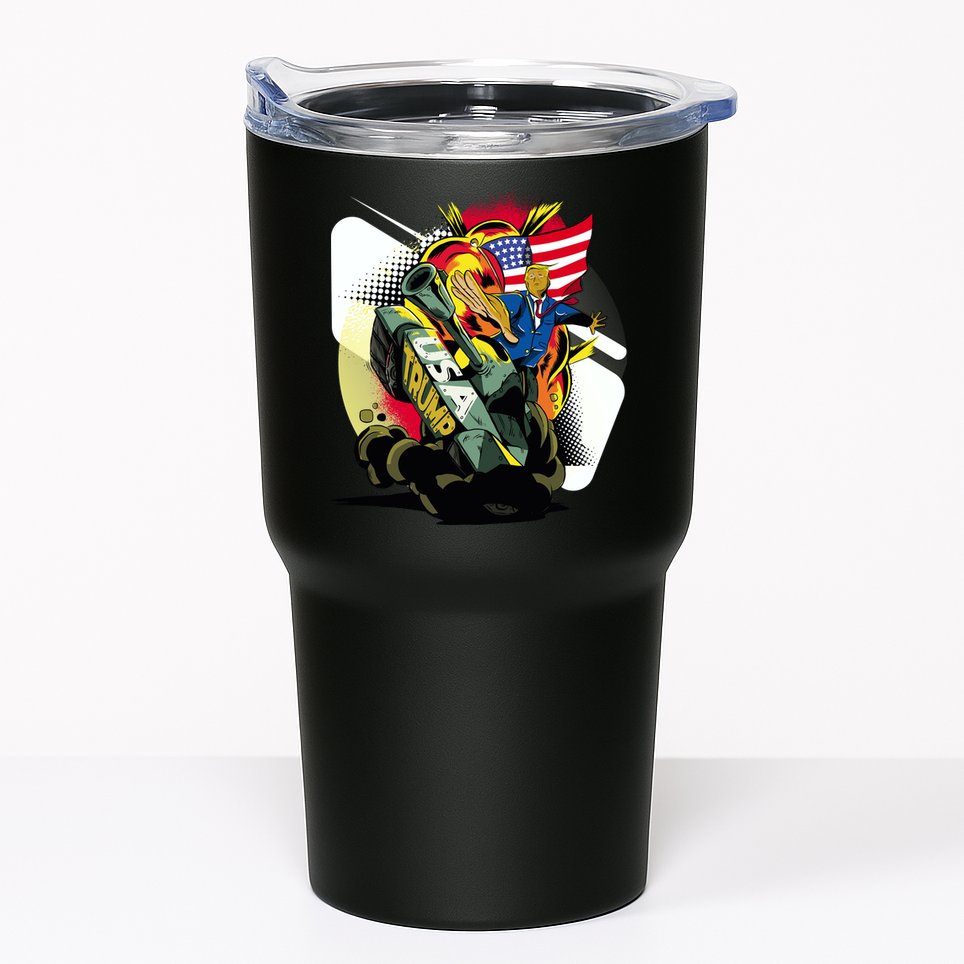 Donald Trump Riding Army Tank Tumbler