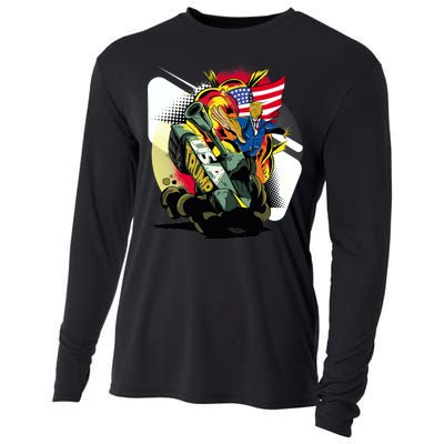 Donald Trump Riding Army Tank Cooling Performance Long Sleeve Crew