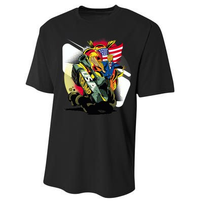 Donald Trump Riding Army Tank Performance Sprint T-Shirt