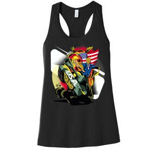 Donald Trump Riding Army Tank Women's Racerback Tank