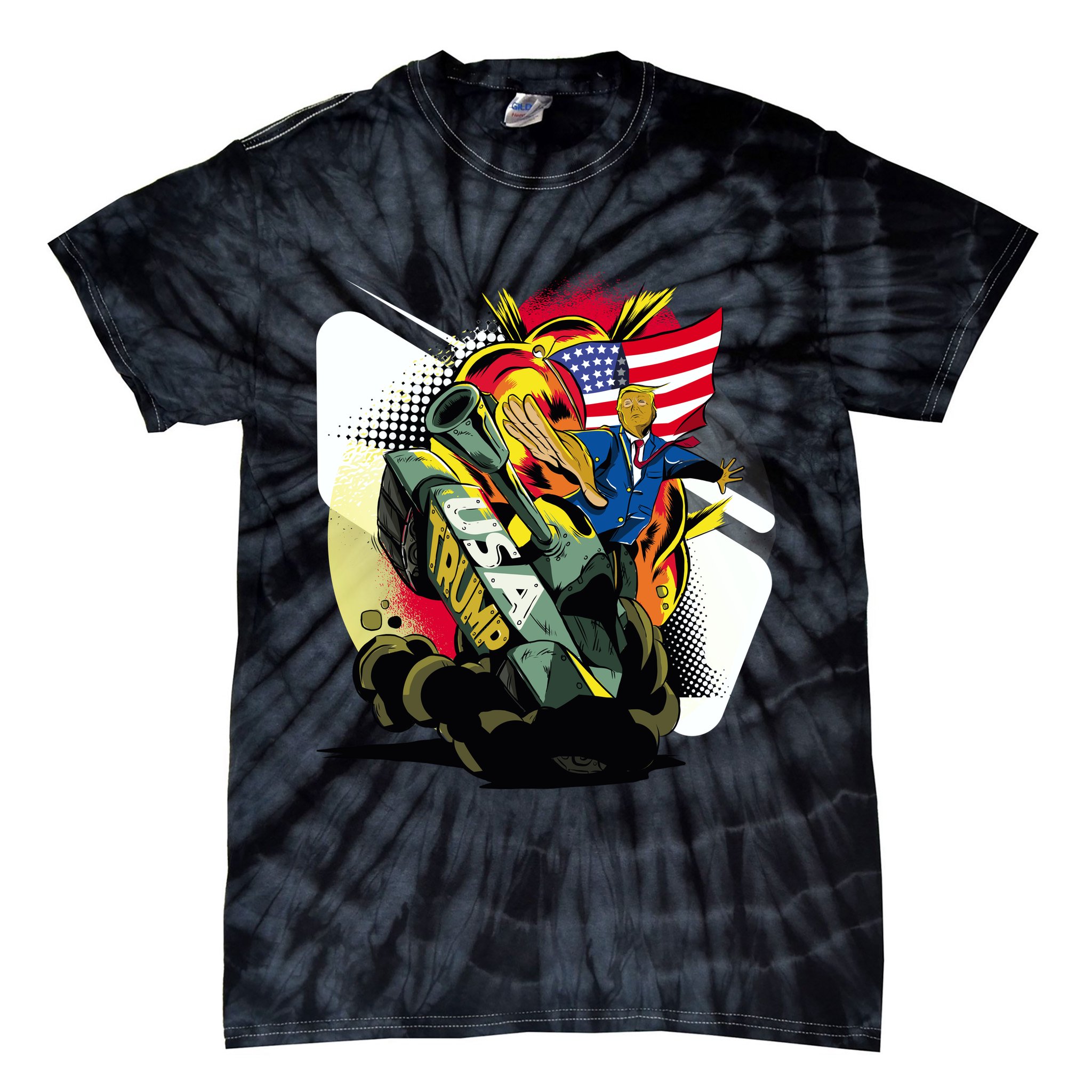 Donald Trump Riding Army Tank Tie-Dye T-Shirt