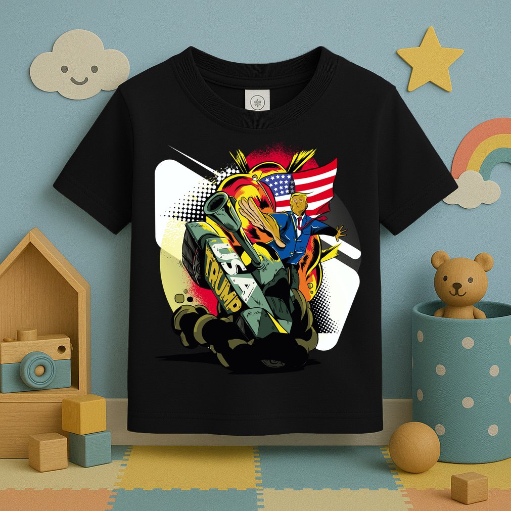 Donald Trump Riding Army Tank Toddler T-Shirt