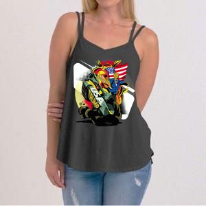 Donald Trump Riding Army Tank Women's Strappy Tank