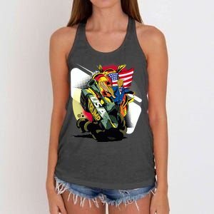 Donald Trump Riding Army Tank Women's Knotted Racerback Tank