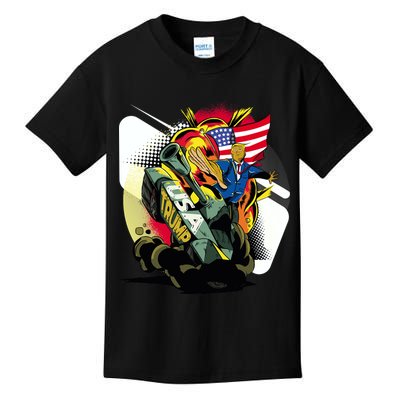 Donald Trump Riding Army Tank Kids T-Shirt