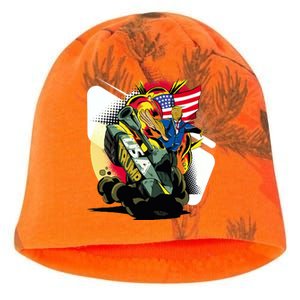 Donald Trump Riding Army Tank Kati - Camo Knit Beanie