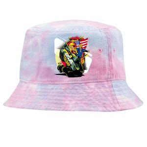 Donald Trump Riding Army Tank Tie-Dyed Bucket Hat