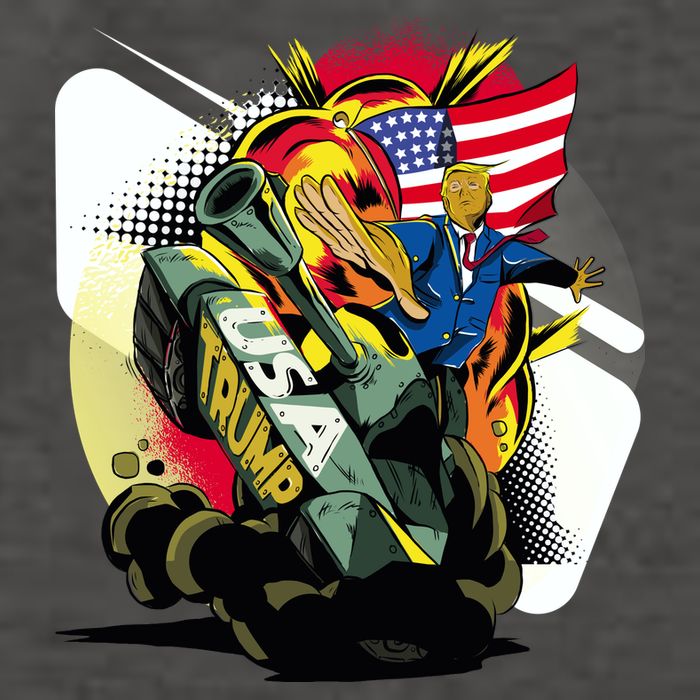 Donald Trump Riding Army Tank Vector Backpack