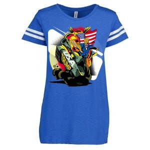 Donald Trump Riding Army Tank Enza Ladies Jersey Football T-Shirt