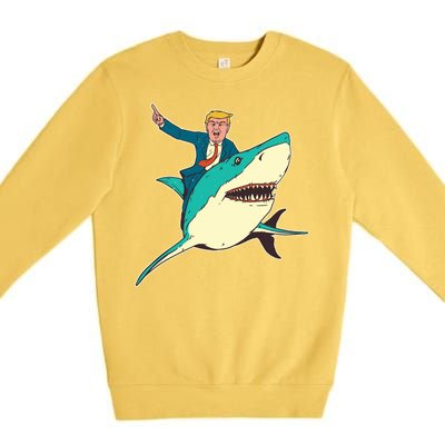 Donald Trump Riding Shark Premium Crewneck Sweatshirt