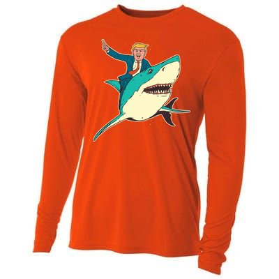 Donald Trump Riding Shark Cooling Performance Long Sleeve Crew