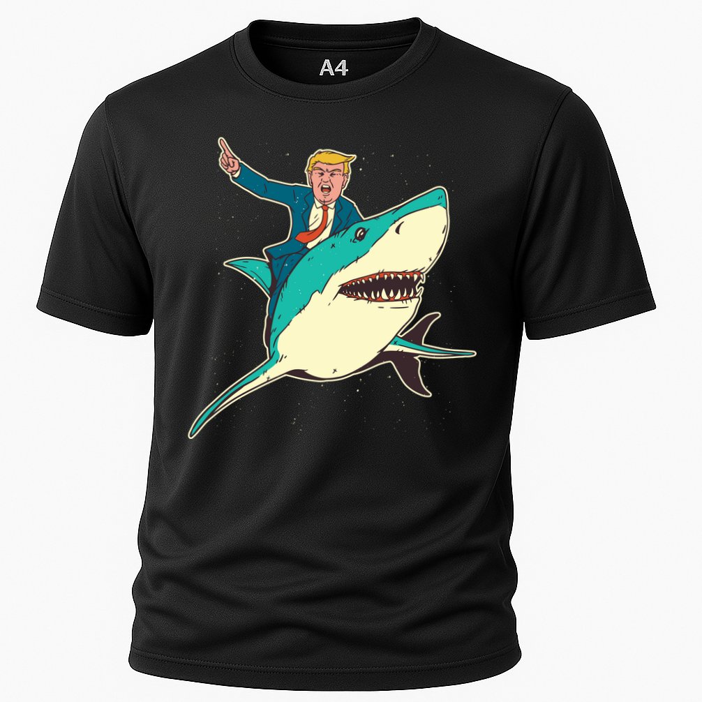 Donald Trump Riding Shark Cooling Performance Crew T-Shirt