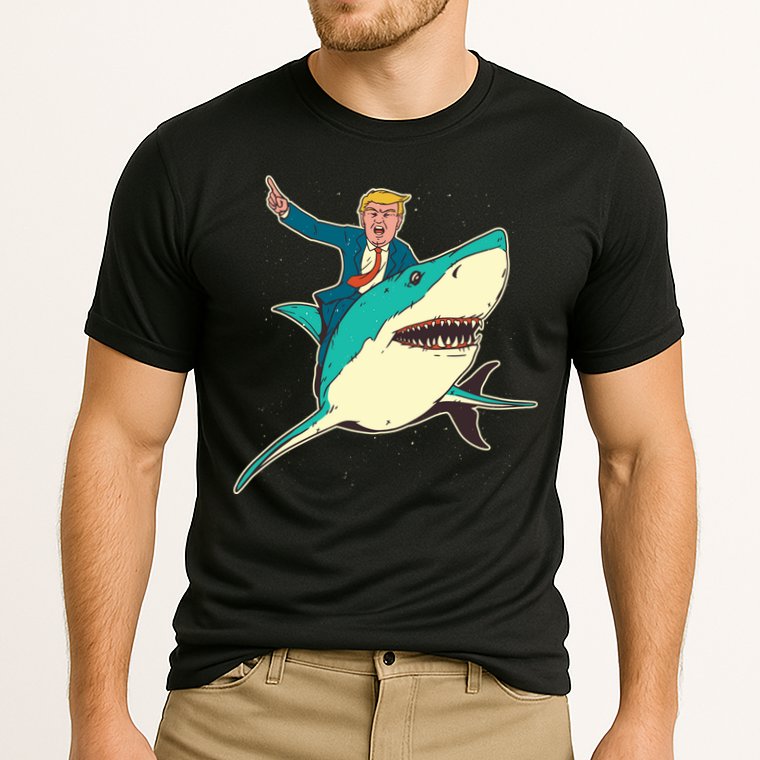 Donald Trump Riding Shark Cooling Performance Crew T-Shirt