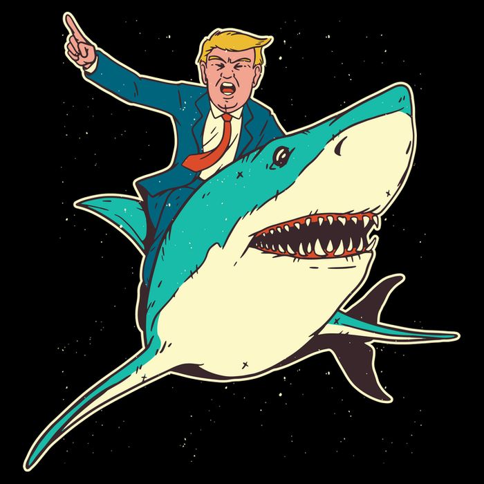 Donald Trump Riding Shark Wool Snapback Cap