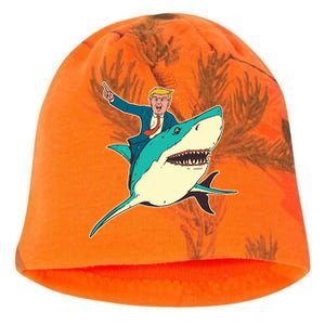 Donald Trump Riding Shark Kati - Camo Knit Beanie