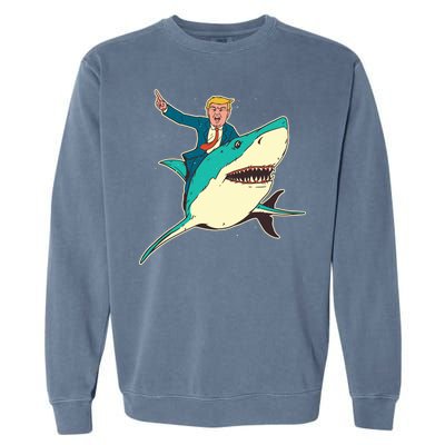 Donald Trump Riding Shark Garment-Dyed Sweatshirt