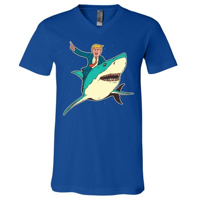 Donald Trump Riding Shark V-Neck T-Shirt