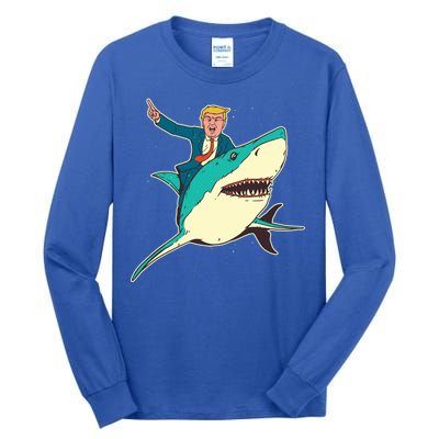 Donald Trump Riding Shark Tall Long Sleeve T-Shirt