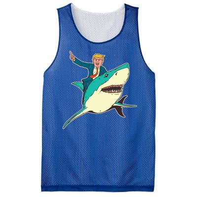 Donald Trump Riding Shark Mesh Reversible Basketball Jersey Tank