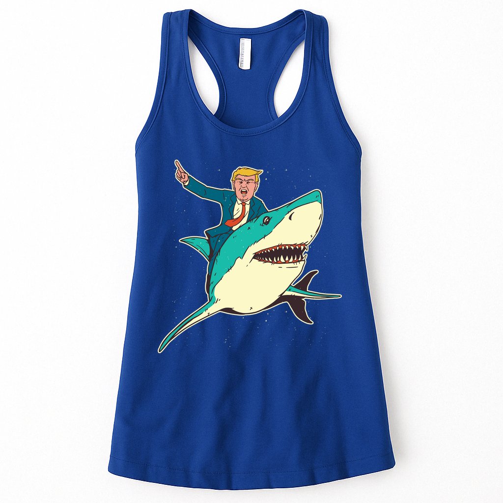 Donald Trump Riding Shark Womens Tank Top