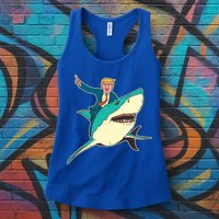 Donald Trump Riding Shark Womens Tank Top