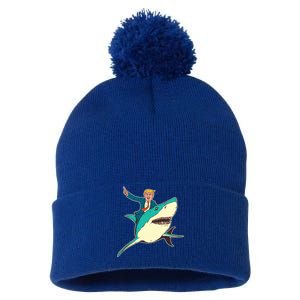 Donald Trump Riding Shark Pom Pom 12in Knit Beanie