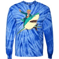 Donald Trump Riding Shark Tie-Dye Long Sleeve Shirt