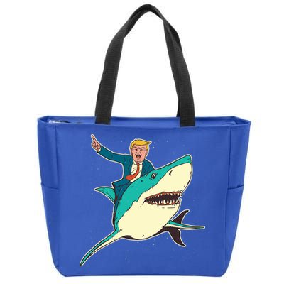 Donald Trump Riding Shark Zip Tote Bag