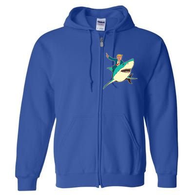 Donald Trump Riding Shark Full Zip Hoodie